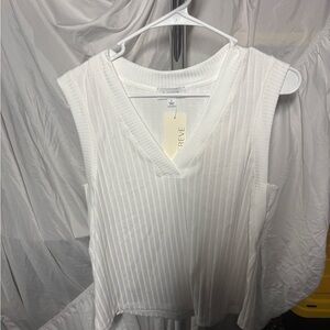 Evereve Ivory V-Neck Ribbed Tank Top